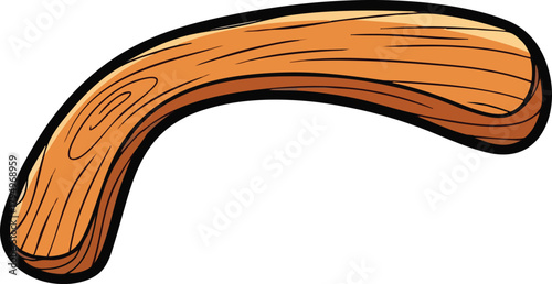 Curved Wooden Handle Object on White Background Realistic Illustration