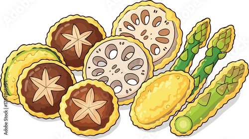 Assortment of Fresh Vegetables and Mushrooms Prepared for Cooking and Eating