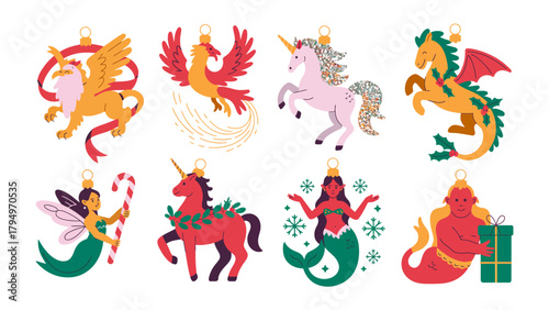Whimsical Ornament Collection: A delightful array of fantasy-themed ornaments, each capturing the essence of mythical creatures and enchanting designs, bringing a touch of magic to any holiday decor.