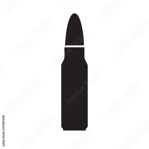 Black Silhouette of a Single Bullet on a White Background vector illutrastion transparent background