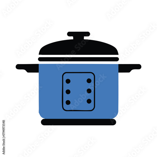 Blue Electric Pressure Cooker Icon With Control Panel electric vector illutrastion transparent background