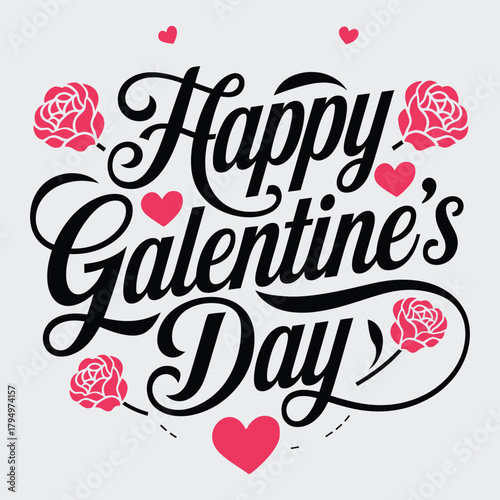 Happy Galentine's Day Holiday Lettering design vector illustration