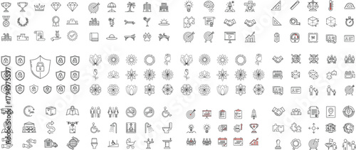 Icons representing business achievements and concepts