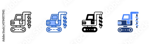 Drilling Rig icon set multiple style collection