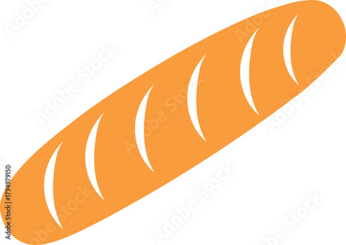 Colored French Baguette Bread Icon with Diagonal Cuts