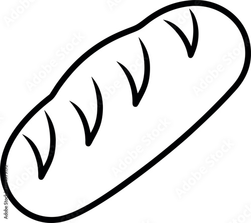 Oval Shaped French Bread Loaf Line Drawing Isolated