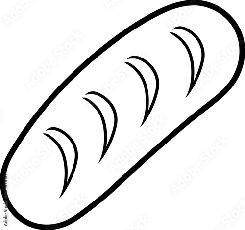 Black and White French Bread Baguette Drawing Isolated