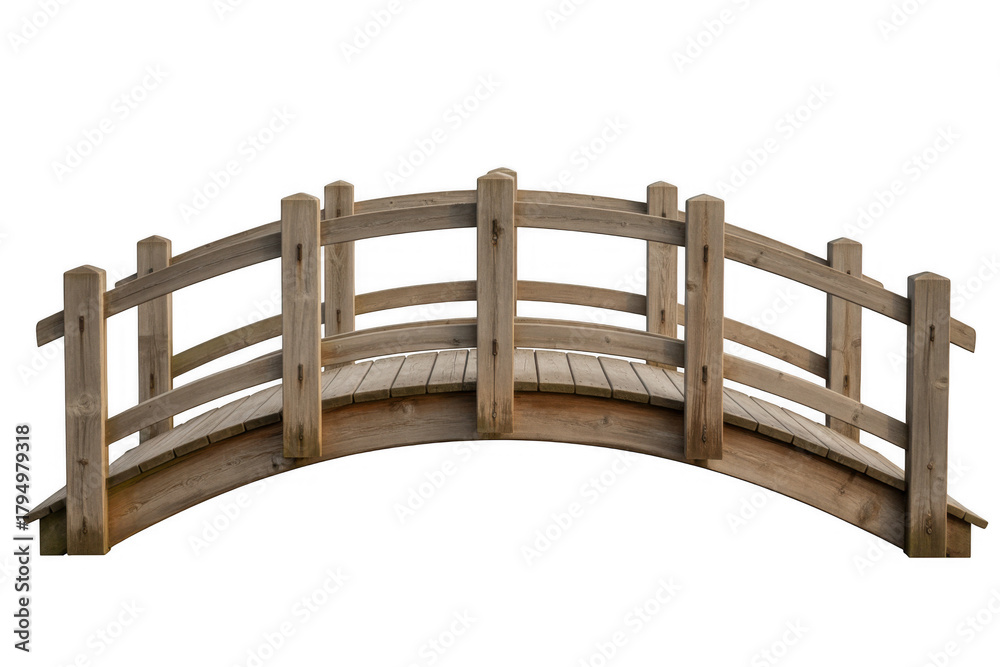 Naklejka premium Wooden Garden Arch Bridge isolated on a transparent background