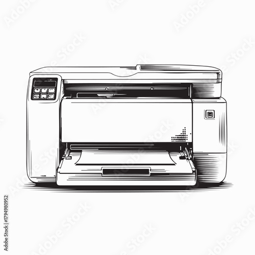Detailed Printer Icon Vector for Digital Art and Printing Projects