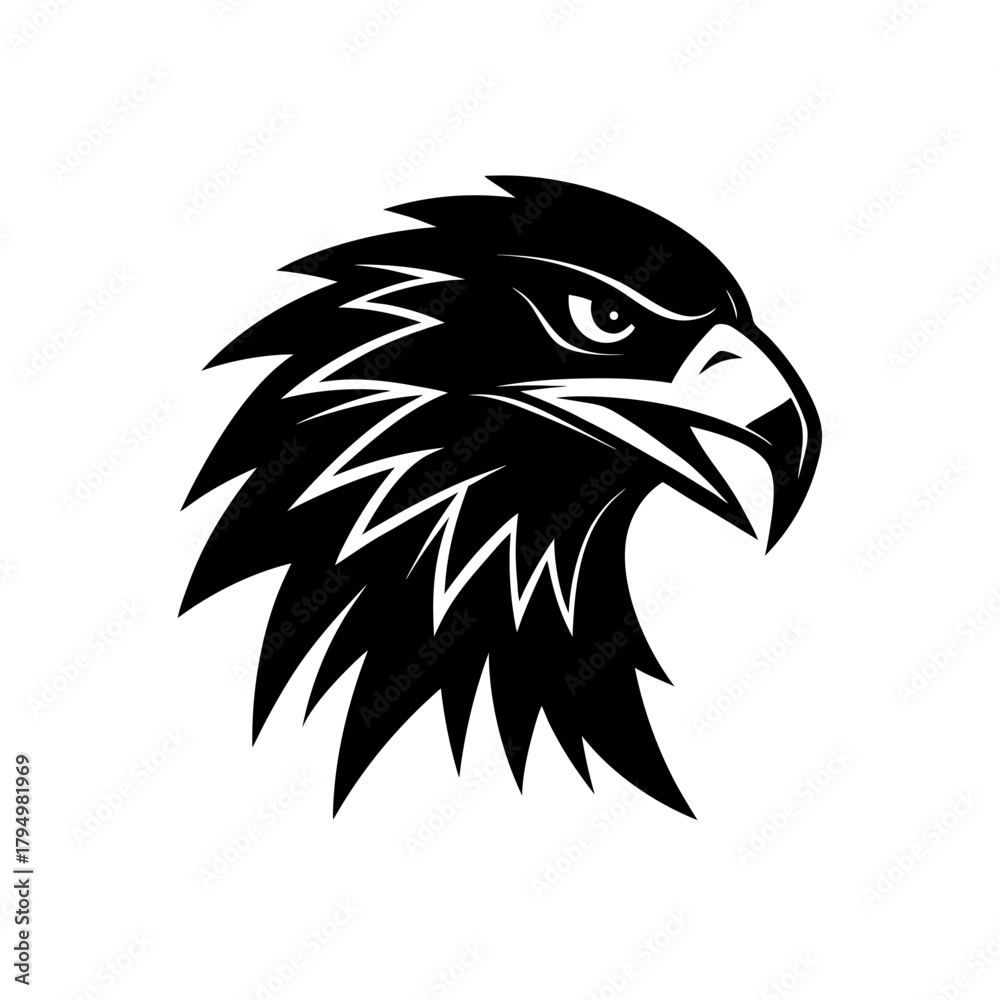 Fototapeta premium Eagle head simple design on transparent background silhouette