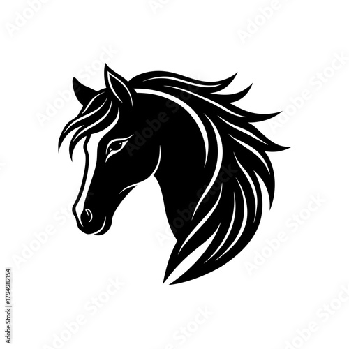Silhouette horse drawing on transparent background