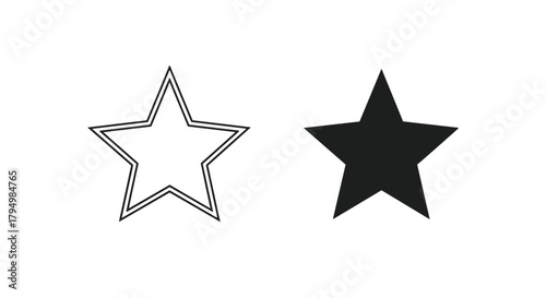 Set of two simple star icons, one as a black and white outline and the other as a solid black silhouette.
