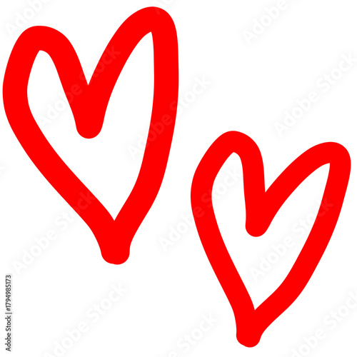 Hand drawn hearts on transparent background. Love shape doodle illustration. Outline doodle heart design symbolizing romance, affection, and relationship.