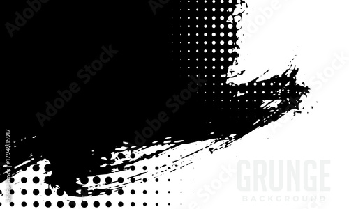 black ink brush painting stroke splash in grunge graphic style. modern trendy design, creativ, illustration, EPS10.