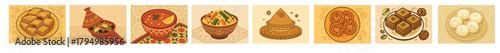 Traditional  Sweets and Snacks Icons Set