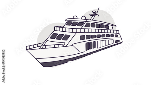 Modern ferry boat travels across the water, ideal for travel brochures and cruise line advertisements