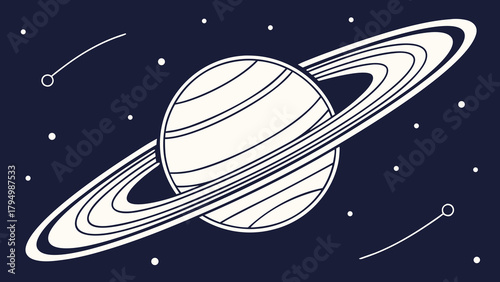 Explore Saturn's Rings and Celestial Wonders with this Dynamic Planetary Design, A Universe of Cosmic Beauty Unveiled