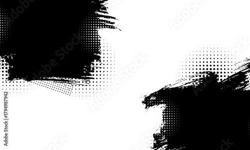 black ink brush painting stroke splash in grunge graphic style. vector illustration,