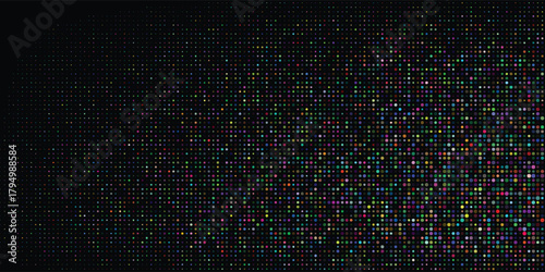 Neon multicolor dotted gradient background with pixel mosaic aesthetic and dynamic visual depth.