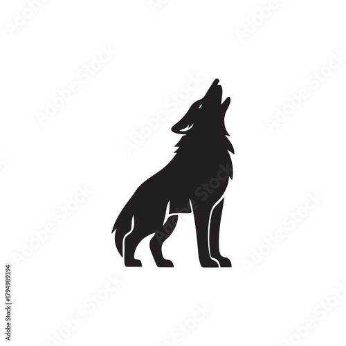 Lone Wolf Silhouette: A solitary wolf, silhouetted against a simple background, raises its head in a primal howl, a symbol of freedom and wilderness.