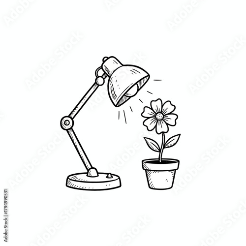Bright idea concept a blooming flower under a desk lamp symbolizing growth innovation and inspiration for creative projects
