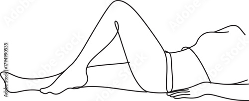 Line art woman lying down resting minimalist modern illustration concept