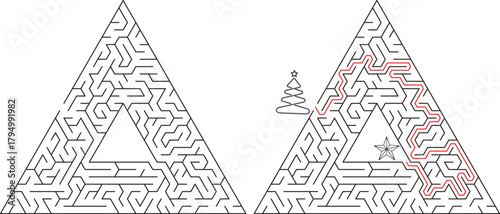 Holiday Wreath and Maze Concept Illustration