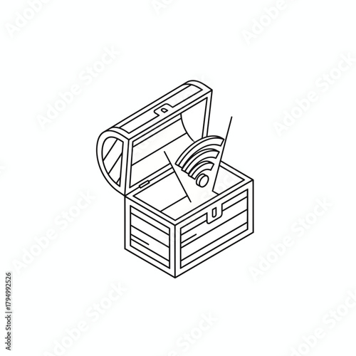 Unlock digital treasures with this open chest symbolizing new online opportunities and innovative technology discoveries.