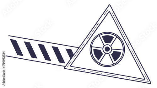 Caution radiation area sign with barrier tape, a potent symbol for hazard awareness and scientific messaging