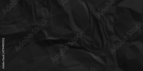 Dark black crumpled paper background. old paper wrinkle texture pattern. cardboard wrinkled arts craft and Seamless black crumpled paper.	
