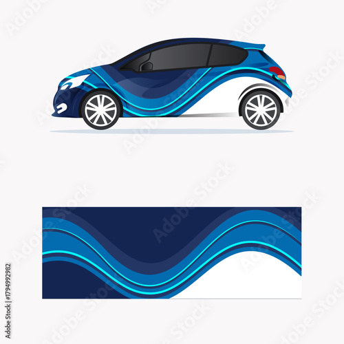 creative blue black wrapping car decal elegant concept design