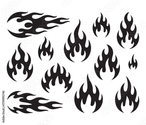 Fiery Emblem Collection: An array of dynamic flame emblems, exuding energy and boldness, perfect for design and thematic concepts.