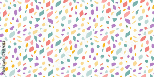 Abstract colorful organic shapes seamless pattern on white background
