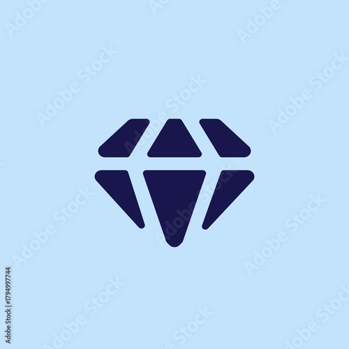 High-quality dark blue flat diamond icon pictogram useful for website apps and social media posts