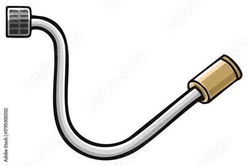 Illustrative Metal Tube Connection with Grate and Cylindrical End Cap in Mechanical Drawing Style