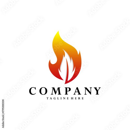 fire feather logo design vector
