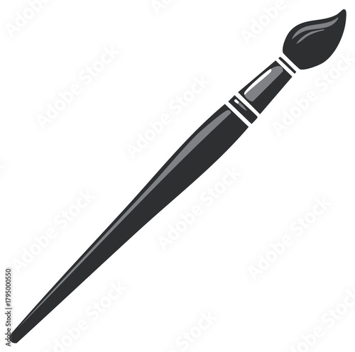 Black paint brush illustration for artists and creative professionals isolated