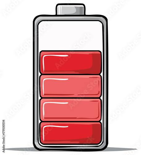 Battery Charge Indicator with Low Energy Level Icon Showing Power Supply Needed Reminder