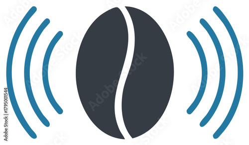 Coffee Bean Aroma Illustration with Signal Waves for Freshness or Strength Concept