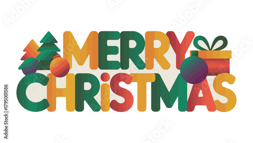 Christmas Greeting: Festive holiday message, adorned with Christmas decorations and conveying warm wishes for a Merry Christmas, perfect for seasonal greetings and festive design projects.