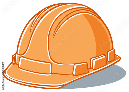 Orange Safety Helmet Illustration for Construction Site Work and Workplace Safety