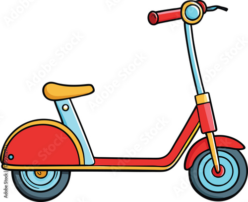 Vector art of a kick scooter on a white background.