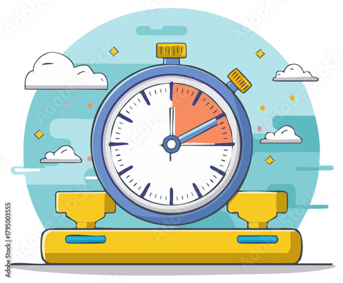 Stopwatch on Scale Symbolizing Time Management and Measurement