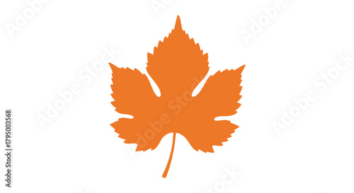 Vibrant orange vine leaf symbol, isolated on a clean white background, conveying nature and seasonal changes through its distinctive shape.