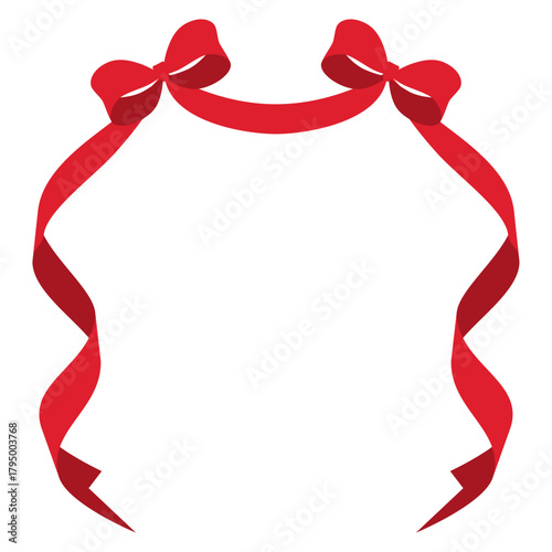赤いリボンのイラストフレーム5
