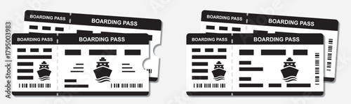 Ship ticket icon. Boarding pass set icon, vector illustration