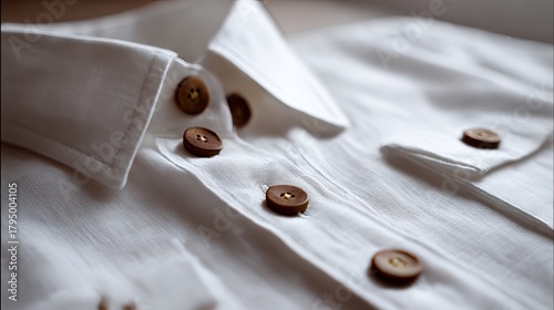 This classic, elegant white linen shirt features wooden buttons and an oversized, unisex fit. Handcrafted by a tailor in their atelier, it's a timeless piece of apparel. 