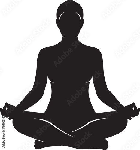 Woman in Lotus Pose Silhouette: Yoga, Meditation, and Wellness

Mindfulness and Inner Peace Icon: Fitness and Spiritual Health

Black Silhouette of a Meditating Woman in Padmasana