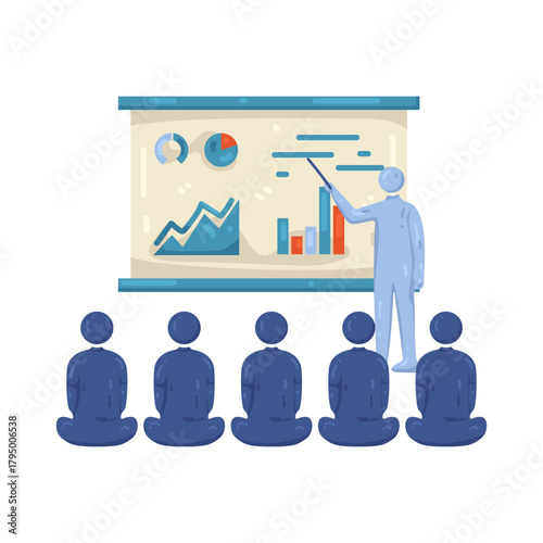 Illustration of Business Presentation with Data Chart