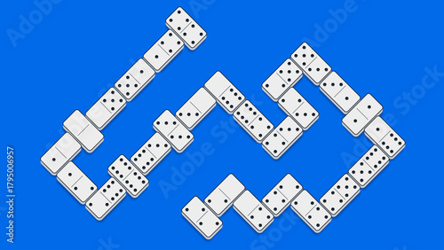 Vector illustration of a complete set of domino tiles in isometric flat design style. Classic rectangular domino pieces with 3D isometric perspective for board games, tabletop, and gaming projects.